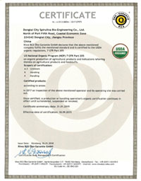 USDA Organic Certificate